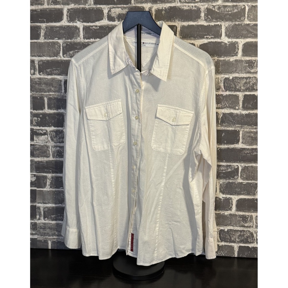 Tommy Hilfiger Women's Roll-Tab Sleeve Button-Up Shirt – Size 20